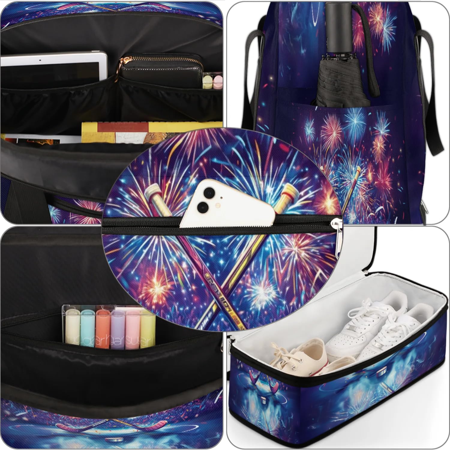 Sac de sport de hockey de voyage pour homme et femme, sac de week-end, sac fourre-tout pliable et séparé, 47 l pour sport, gym, yoga, couleur, 47 L, Organiseur de sac