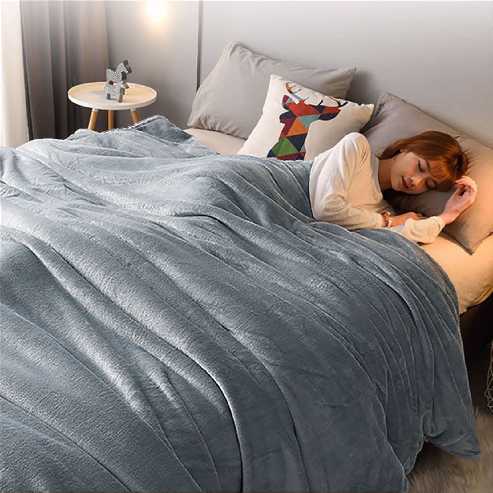 Winter Blanket Zachte Warme Coral Fleece Deken Winter Bladsprei Bank Plaid Gooi 220gsm 6 Grootte Light Thin Mechanical Wash Flanellen Dekens (Color : LT Grey, Size : 180x200cm(71x78inch
