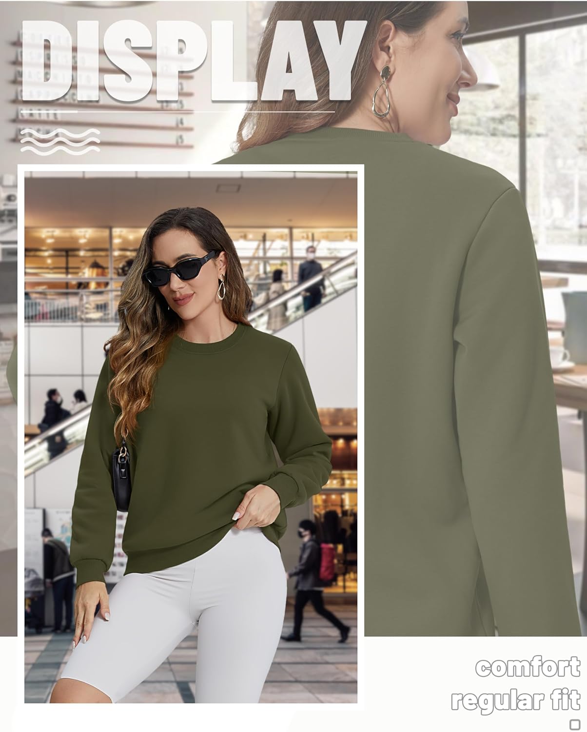 TACVASEN Women's Crewneck Sweatshirt Fleece Lined Sherpa Pullover Winter Shirt Warm Sweaters Long Sleeve Tops - Image 2