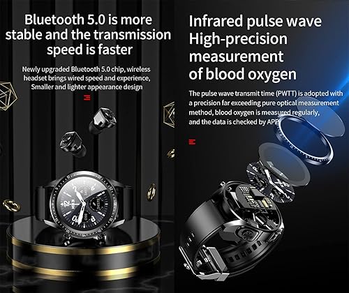 Miniatura 4 de Tuanzi JM03 2 en 1 Reloj inteligente con auriculares 1.28 "Smartwatch TWS HiFi Stereo Wireless Headset Combo Bluetooth Phone Call para Android iOS
