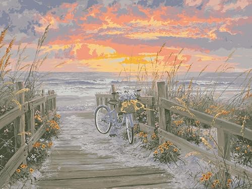 Ledgebay Pintura por números, para adultos, de principiantes a avanzados, divertidos proyectos de arte y manualidades, Andar en bicicleta por la