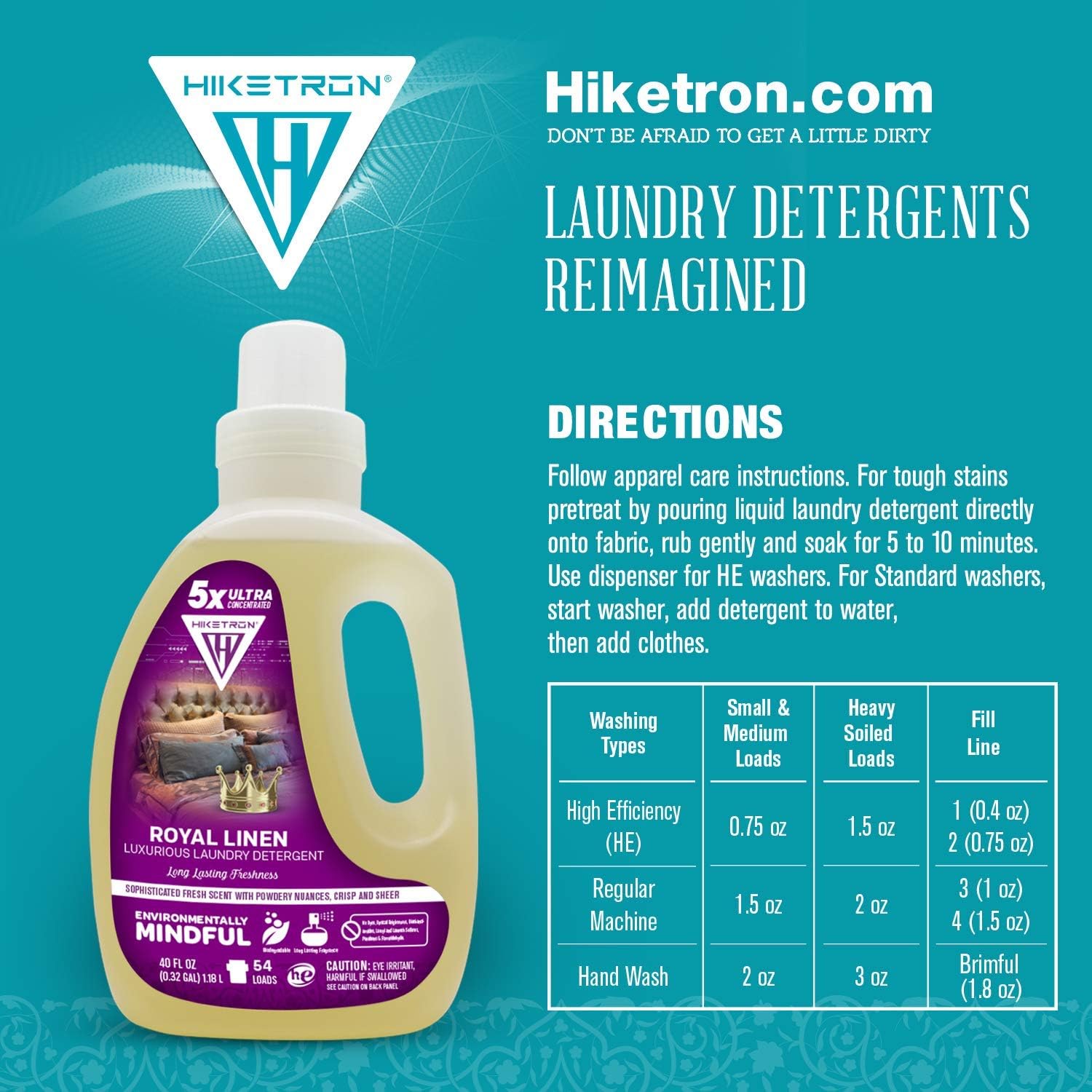 Hiketron Royal Linen Liquid Laundry Detergent, 5x Ultra Concentrated, Tough Stains Remover, Long Lasting Scent (40 Fl Oz, Pack of 1) - Image 7