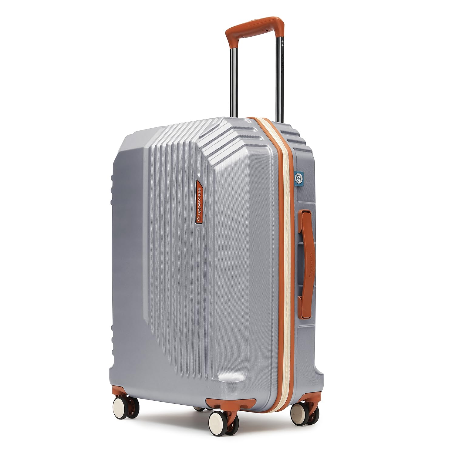 uppercase Vector(Medium) 65cm, Check-in Sustainable Trolley Bag, Hardsided Anti-Scratch 8 Wheel Double Spinner Luggage, TSA Lock & Anti-Theft Zippers, Suitcase for Unisex, 2000 Days Warranty(Silver)