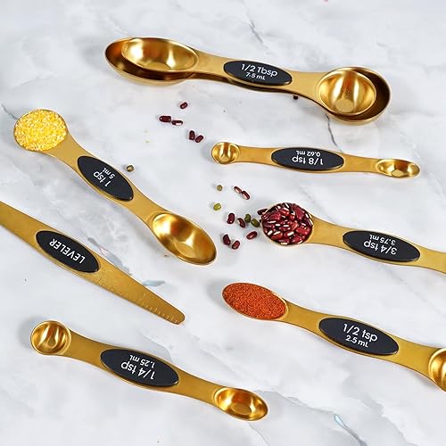 Miniatura 84 de Juego de tazas y cucharas medidoras de 10 piezas, taza medidora apilable con tapa, juego de cucharas medidoras para cocinar y hornear, para líquidos