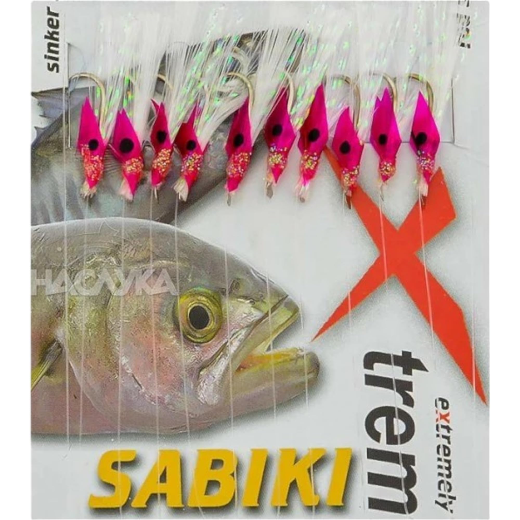 Set di 2 Sabiki Pelle di Pesce Rig - Set 10 Ami da Pesca N8 - Filo da Pesca Fluorocarbon DIA0,25mm - Fish Skin - Esche Artificiali - Esche da Pesca Mare per Sgombro - Pesca Accessori – Kit