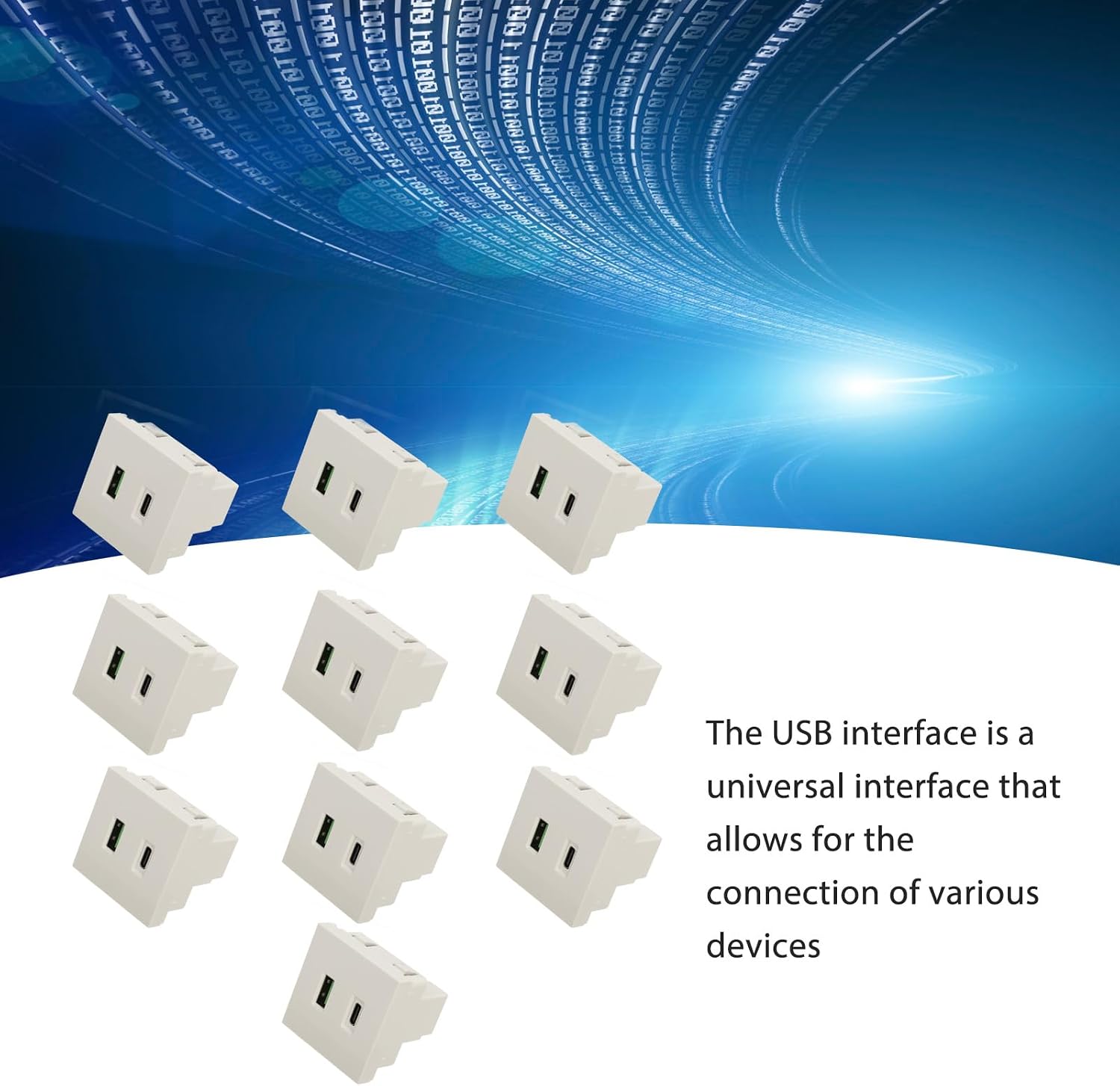 Horoper USB Outlet Extender, 10pcs USB Type C Wall Outlet Recessed Anti Reverse Insertion Function Fast Charging USB Type C Socket for Computer Phone AC 110‑240V