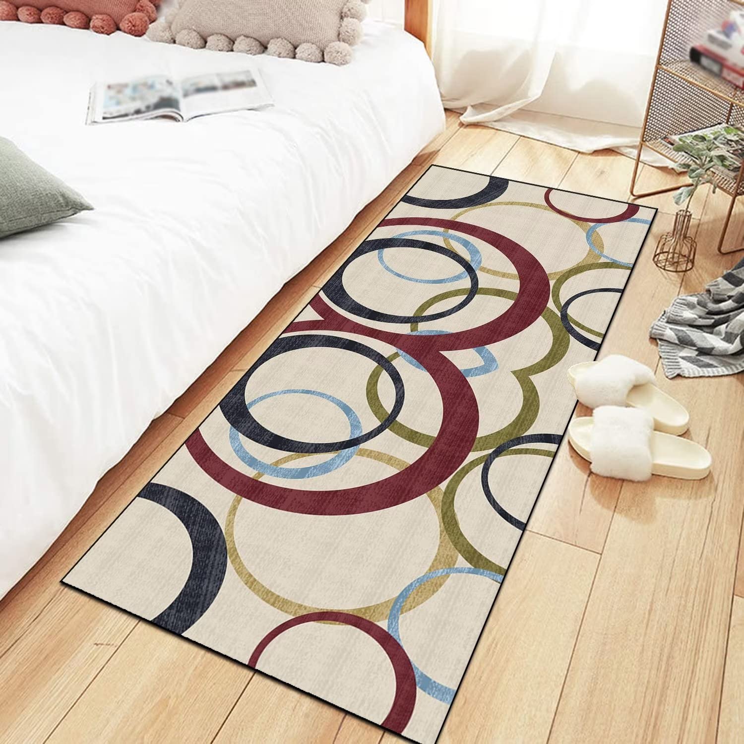 Tapis de Cuisine Lavable antiderapant Tapis de Passage au Metre Long Couloir Beige 120X160CM, Moderne Géométriques 3D Tapis Entree Interieur, Tapis de Sol Polyester pour Salon Chambre Paillasson