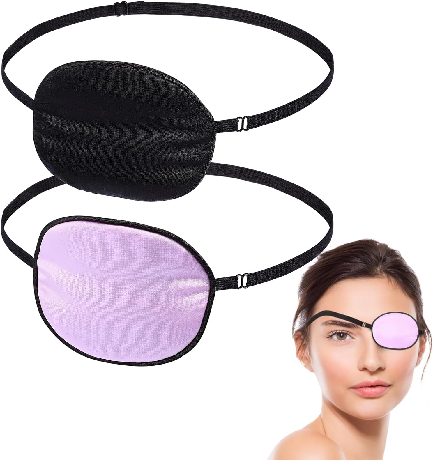 ROSENICE Eye Patch 2 Pieces Silk Elastic Eye Patches Lazy Eye Patches for Adults Lazy Eye Amblyopia Strabismus