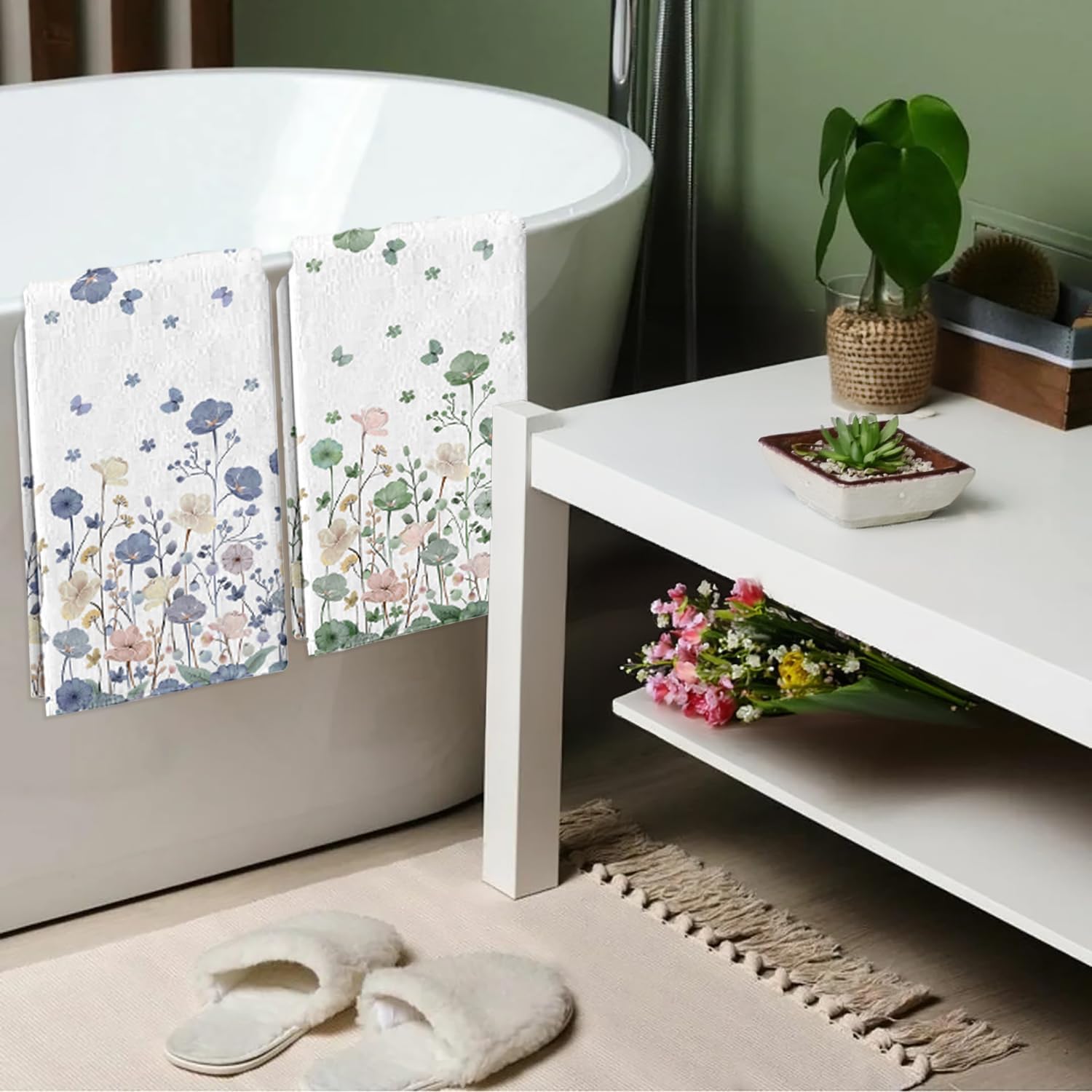 Wildflower Hand Towels Set of 2,Summer Flowers Bath Hand Towels for Bathroom Decorative Soft Absorbent Face Towels for Bathroom Spring Home Hotel Gym Spa Yoga Kitchen 18"x26" - Image 5