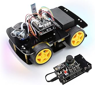 Freenove 4WD Car Kit with Remote Control (Compatible with Arduino IDE), Line Tracking, Obstacle Avoidance, Ultrasonic Sensor, Wireless Control Motor Servo