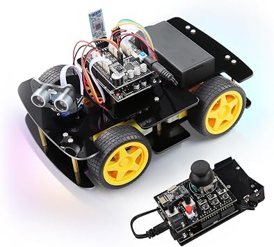 Freenove 4WD Car Kit with Remote Compatible with Arduino IDE, Line Tracking, Obstacle Avoidance, Wireless Control App, Ultrasonic Sensor Motor Servo