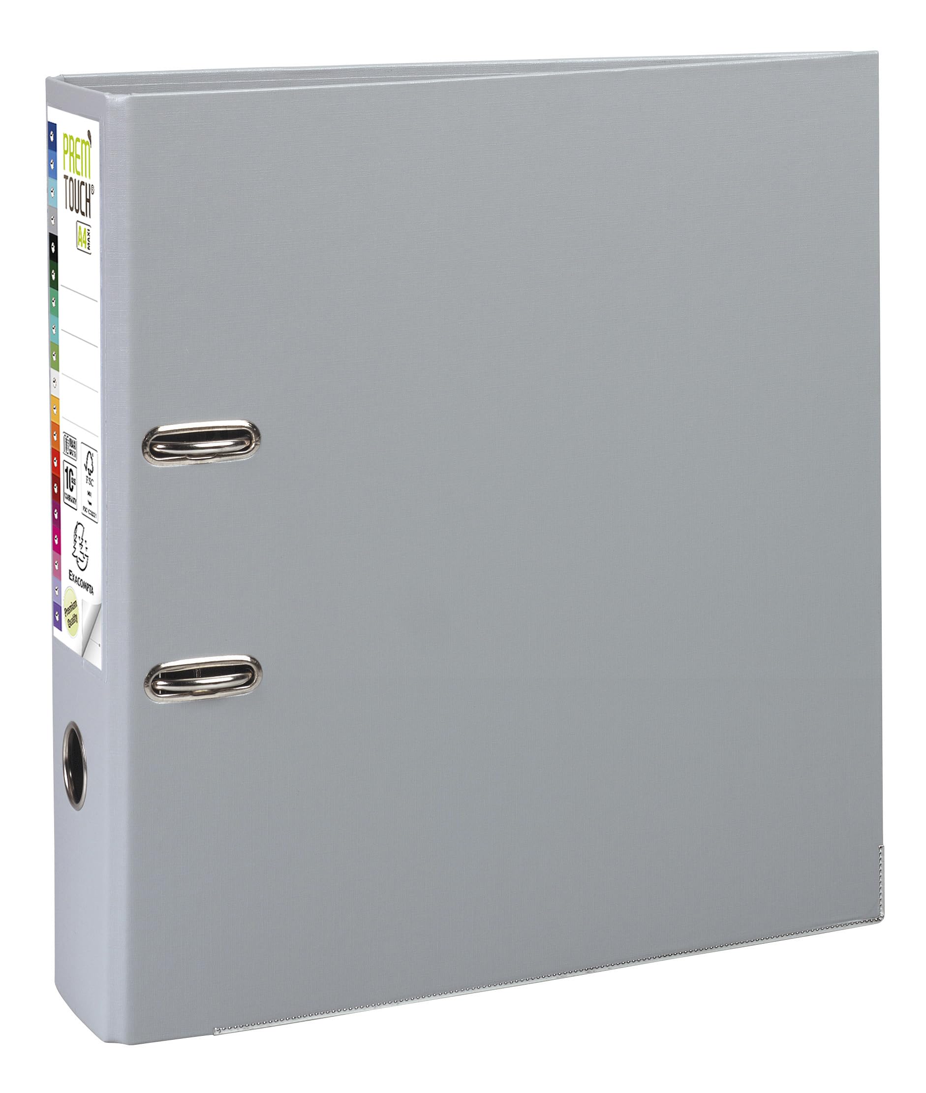 Exacompta - Réf. 53354E - Carton de 10 classeurs à levier A4 MAXI Prem'Touch - Dos 80 mm - Mécanique 80 mm - Dimensions extérieures : 32 x 30 x 8 cm - Format à classer A4 Maxi - Coloris : Gris foncé