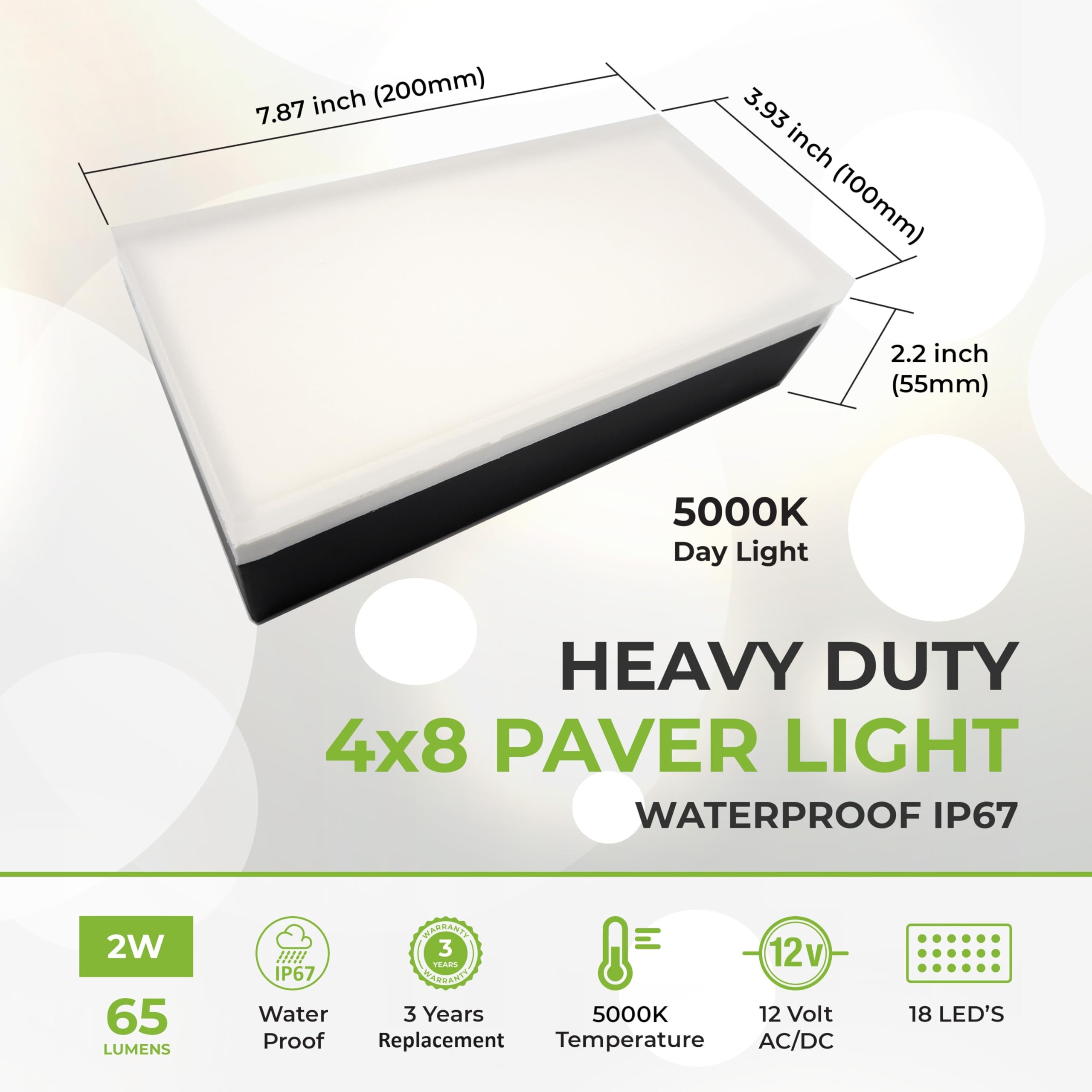 LUMENGY Paver Light 4x8 Inch (3.93x7.87), 5000K Daylight, Glare