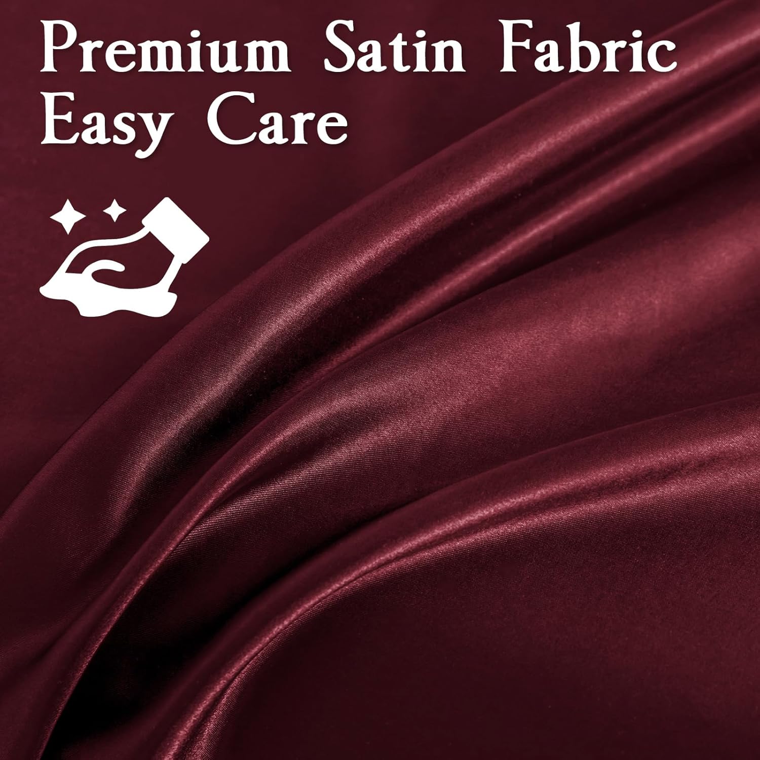 Satin Sheets Full Size Bed Set,Similar to Silk Sheets,4Pcs Luxury Satin Sheet Set with 15 Inches Deep Pocket (Full,Burgundy)
