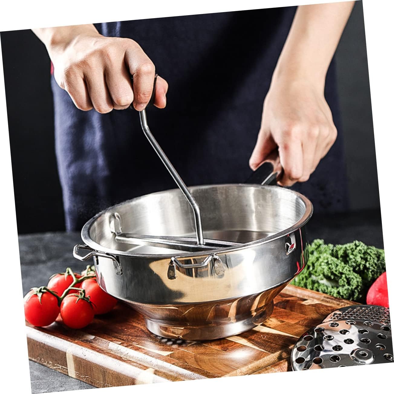 IMIKEYA 1Pc Stainless Steel Food Blender for Vegetable and Fruit Cooking Making Tool with Comfortable to Clean Disassembly for Kitchen Use