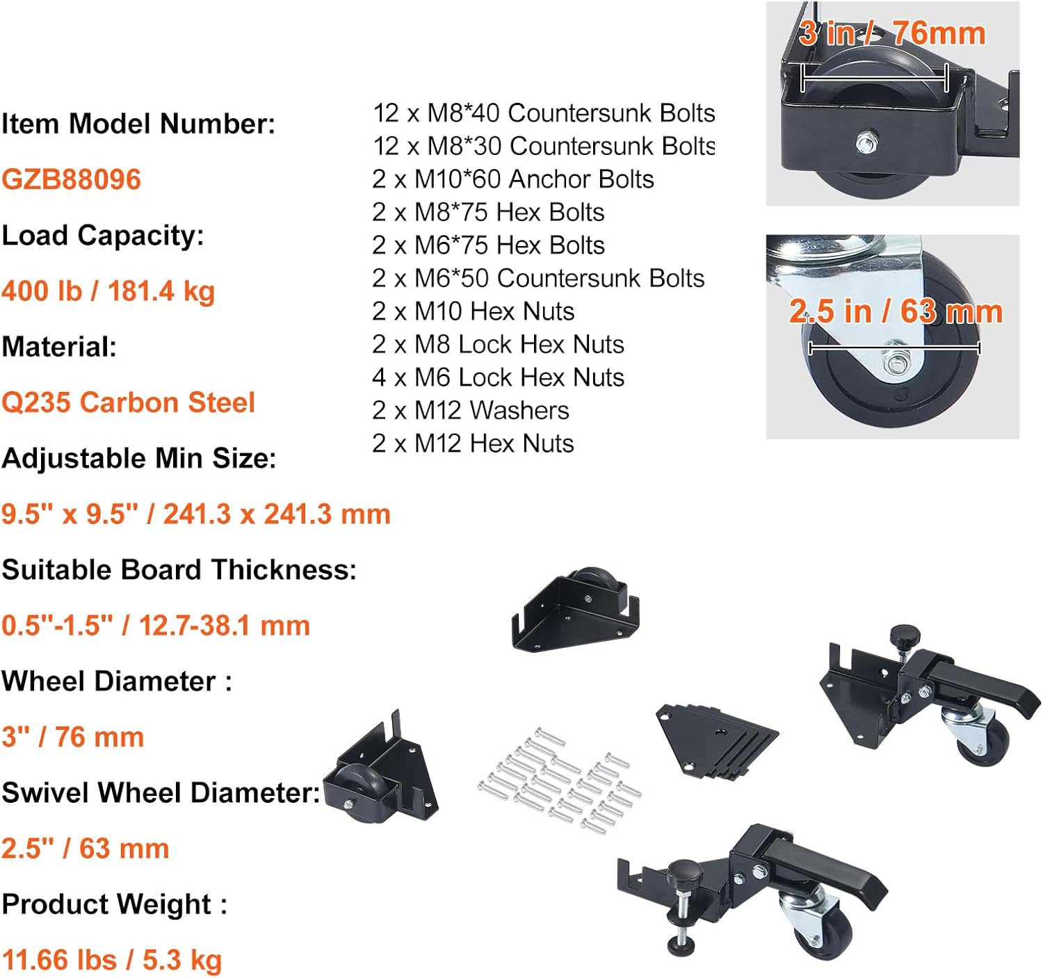 Happybuy Mobile Base,400 lbs Weight Capacity,Adjustable from 9.5" x 9.5" to Infinity,Heavy Duty Universal Mobile Base Stand with Swivel Wheels for Woodworking Equipment, Bandsaw, Power Tools, Machines