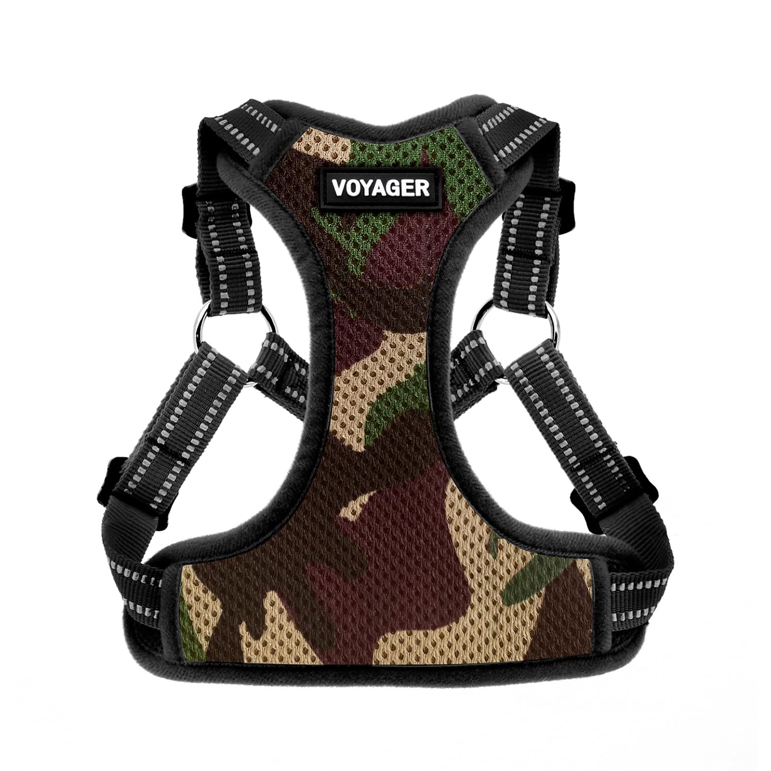Best Pet Supplies Voyager Adjustable Dog Vest Harness Breathable No Pull Harness for Small, Medium, Large Dogs, Harness for Walking, Jogging, Easy Step-in, Reflective Stripes - Army/Black Trim, S