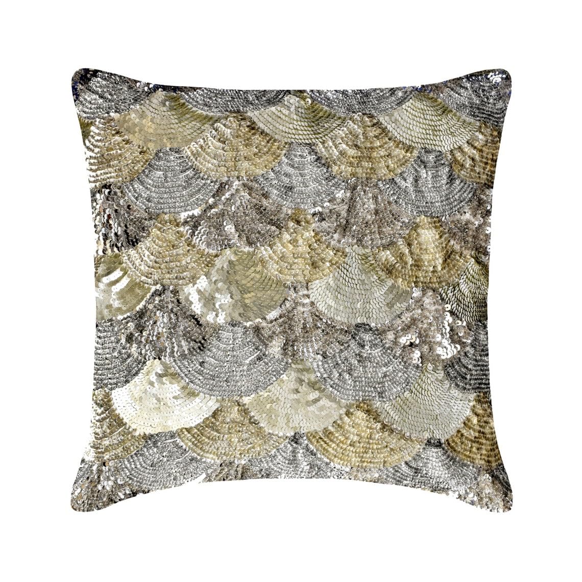 The HomeCentric Silver & Gold Cushion Cover Pack of 2, 40x40 cm (16"x16"), Silk Pillowcase Sequins & Fish Scales Square Throw Pillow Cover, Abstract Modern Cushioncase with Invisible Zipper - Altimo โ image 1
