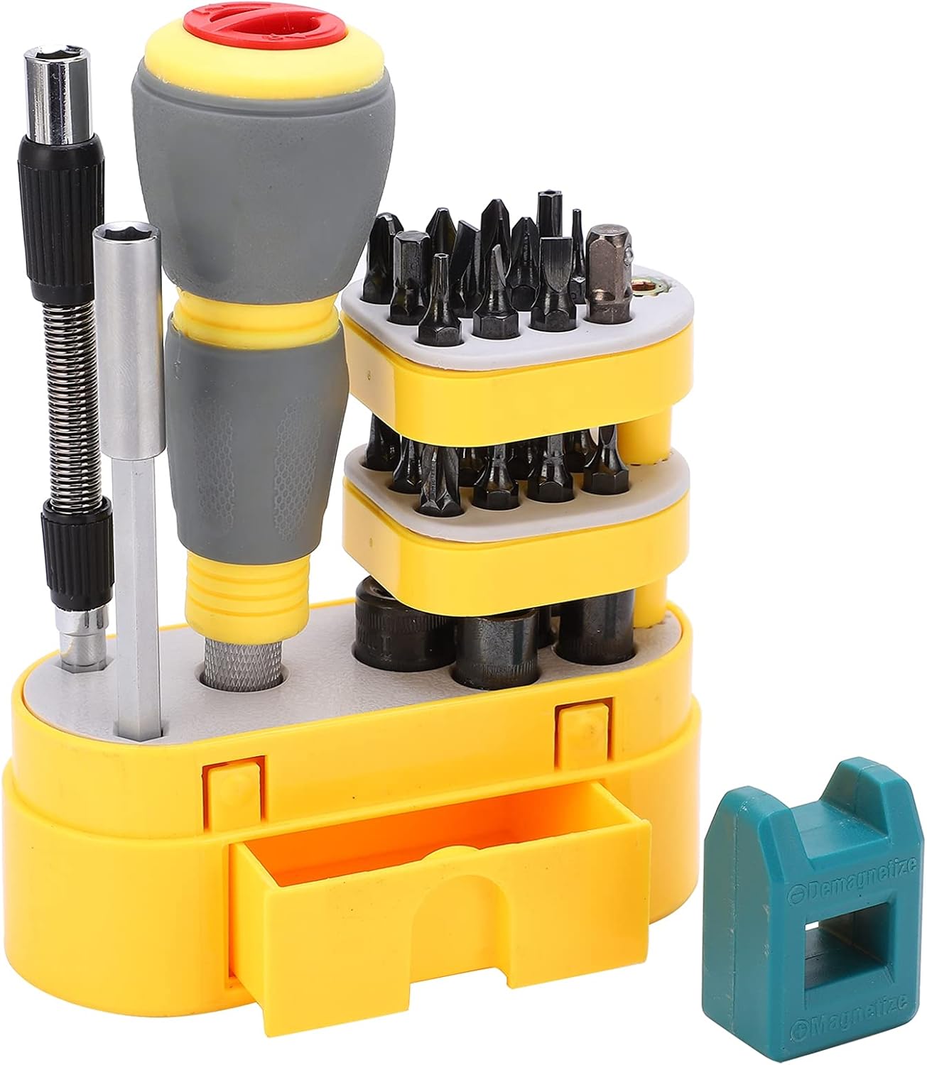 34Pcs Quick Ratchet Screw Set Driver Bits with Socket Handle Manual