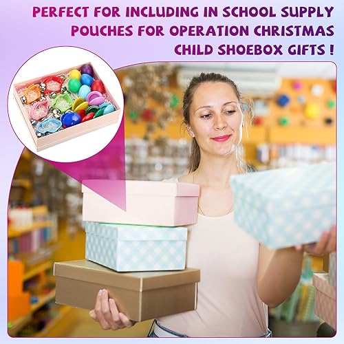 Miniatura 5 de PerKoop Cesta de Pascua de 72 piezas, regalos para niños, incluye 24 cocteleras de huevos, 24 muñequeras, cascabeles, 24 castañuelas de dedos para