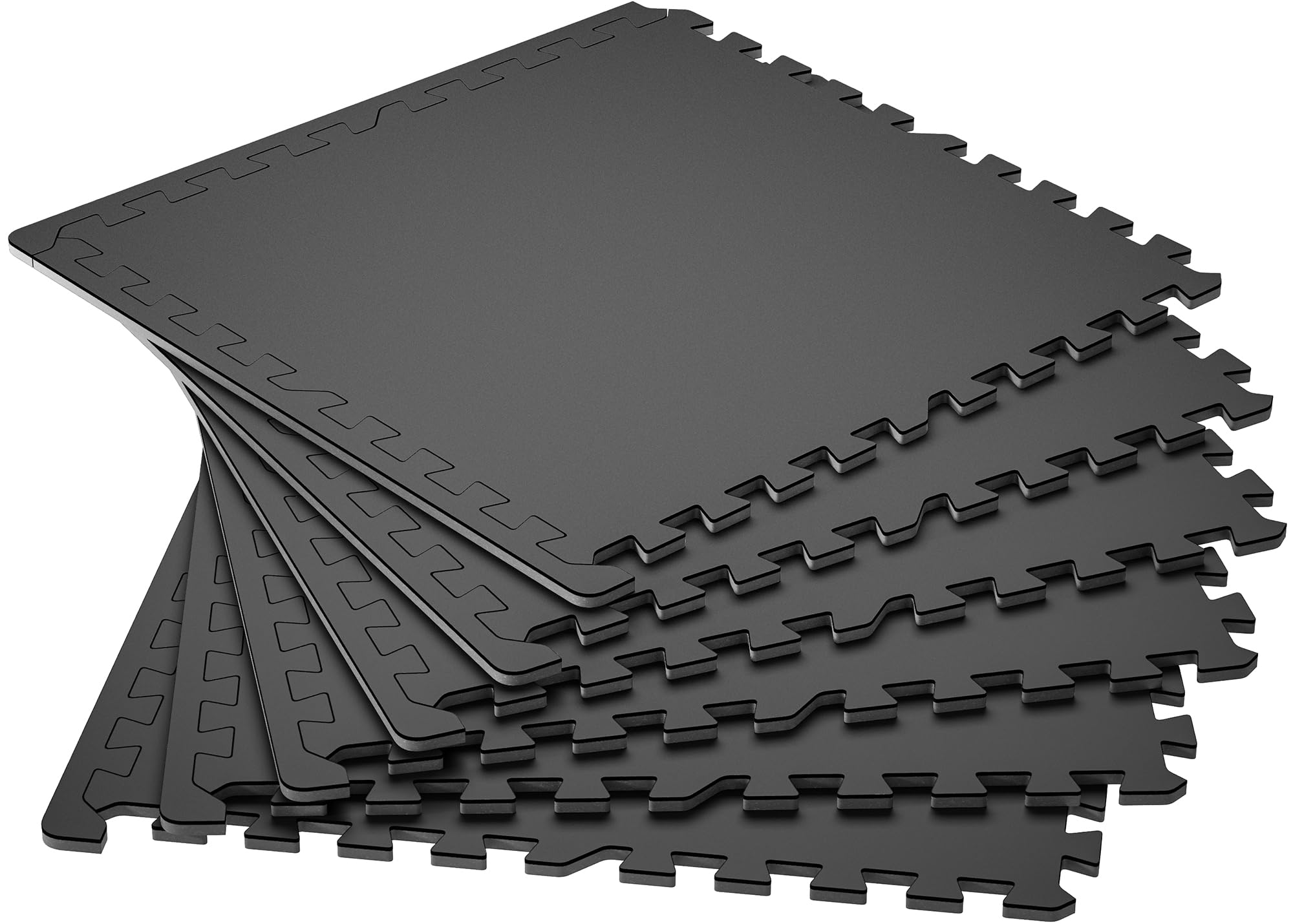 SUPERJARE 0.4'' Thick 6 Pcs 24 Sq Ft Rubber Top Exercise Equipment Mats, High Density EVA Foam Mats with Rubber Top, Interlocking Gym Flooring for