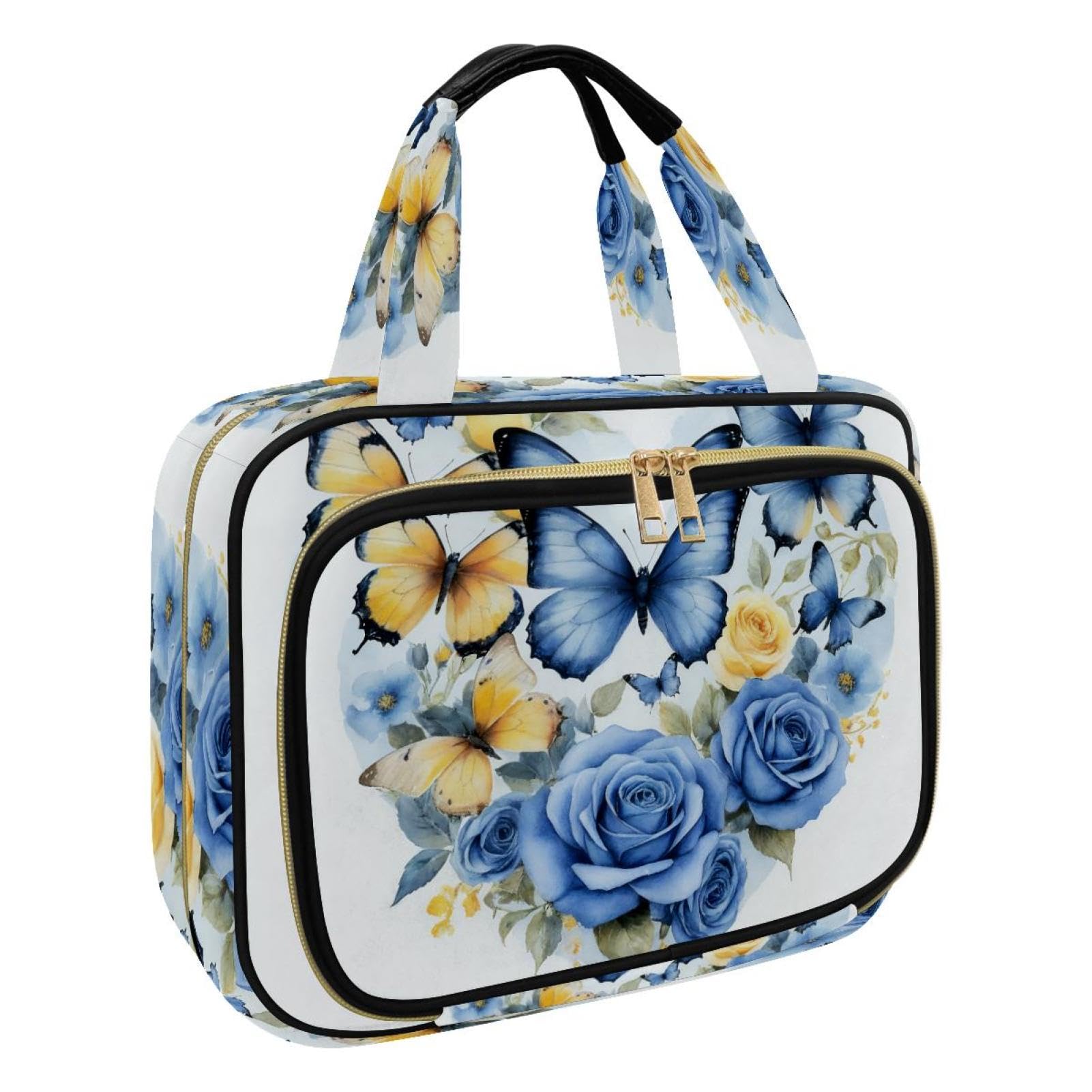 Kulturbeutel zum Aufhängen für Damen, Pfauenfedern, Reise-Make-up-Tasche, Organizer, Kosmetiktasche, Make-up, Kulturbeutel, Reisezubehör, Zubehör, Mehrfarbig 7, M, Kulturbeutel