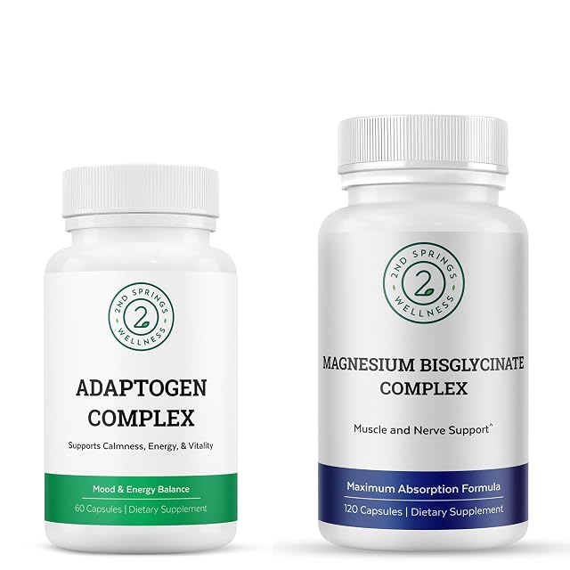 Magnesium Bisglycinate Adaptogen Complex Bundle Calm Stress Support Muscle Relaxation Focus Mood Balance Daily Wellness