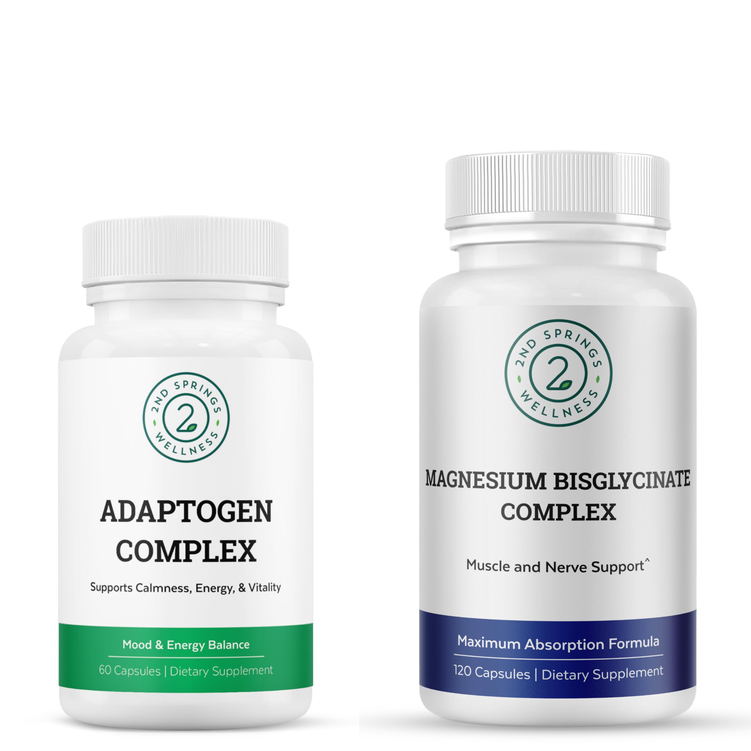 Magnesium Bisglycinate Adaptogen Complex Bundle Calm Stress Support Muscle Relaxation Focus Mood Balance Daily Wellness