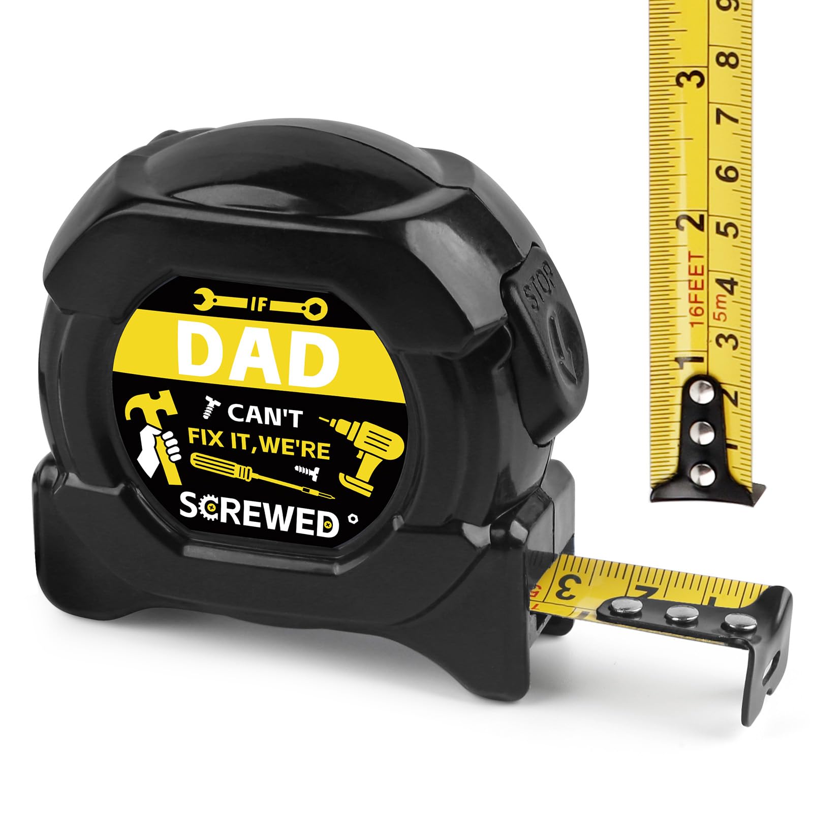 Belillpipi Dad Gifts, 5m/16ft Tape Measure Presents for Dad, Daddy Birthday Gifts From Daughter Son, Personalised Daddy Gift for Fathers Day Christmas Birthday Thanksgiving Day