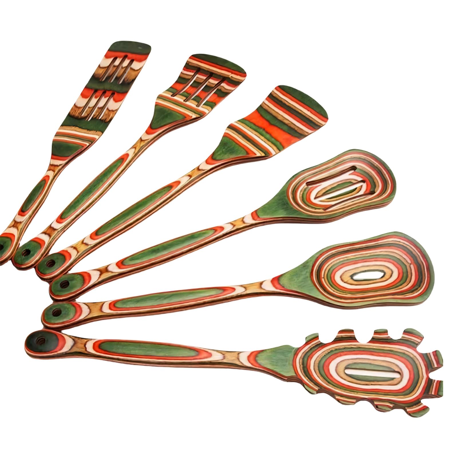 Home Cooking Utensilien-Set, 6-teiliges Küchenhelfer aus Holz zum Rühren, Servieren und Suppengebrauch, laminiertes Holz mit langen Griffen täglich