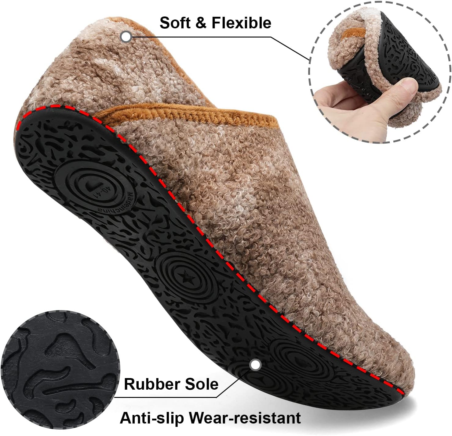 Fires Womens Mens Slippers with Rubber Sole Soft-Lightweight House Slipper Socks Around House Shoes Non Slip Indoor/Outdoor - Image 3