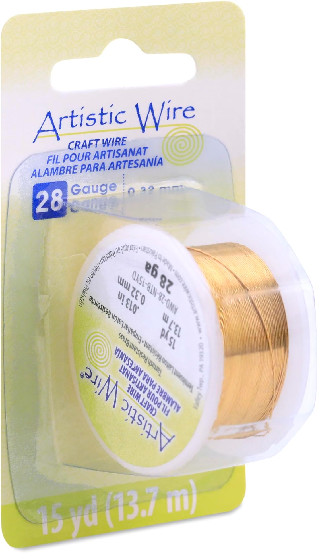 Artistic Wire, 28 Gauge Tarnish Resistant Brass Craft Wire, 15 yd