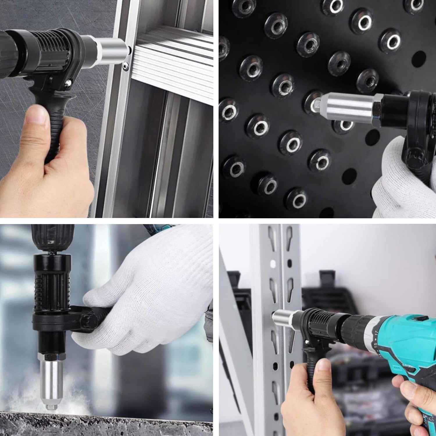 Adaptador de pistola de remache con mango de plástico extraíble, cabeza de pistola de remache eléctrica, accesorios de taladro de remache inalámbrico