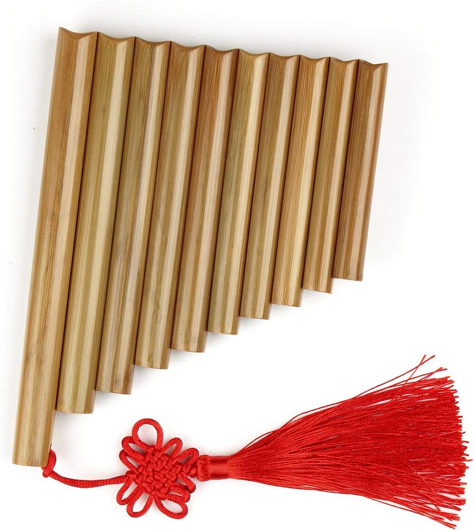 10 Pipes Pan Flute C Key Pan Pipes Woodwind Instrument Traditional Musical Instrument Bamboo Pan flute (Left Hand)