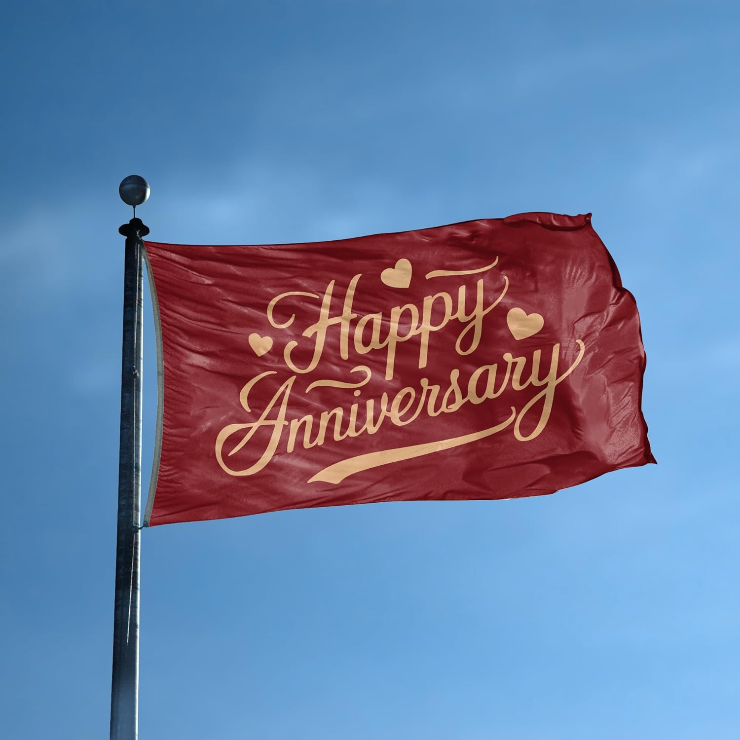 Happy Anniversary Flag - 3x5 ft High-Durability Polyester Fade-Resistant, Weatherproof Outdoor/Indoor Banner