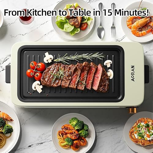 Miniatura 2 de AORAN - Parrilla eléctrica para interiores, barbacoa sin humo de 1700 W, olla caliente y plancha con 4 herramientas gratuitas, control de