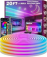 Vista 1 de 20Ft Led Rope Lights, Flexible Neon Lights Control with App/Remote, Multiple Modes, IP65 Outdoor RGB Waterproof, Music Sync Gaming Light Strip for