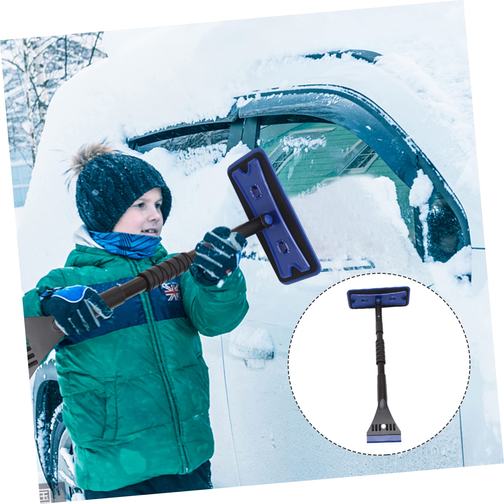 UPKOCH Grattoir à Neige pour Voiture, 1 Set, Alliage D'aluminium Eva, Bleu