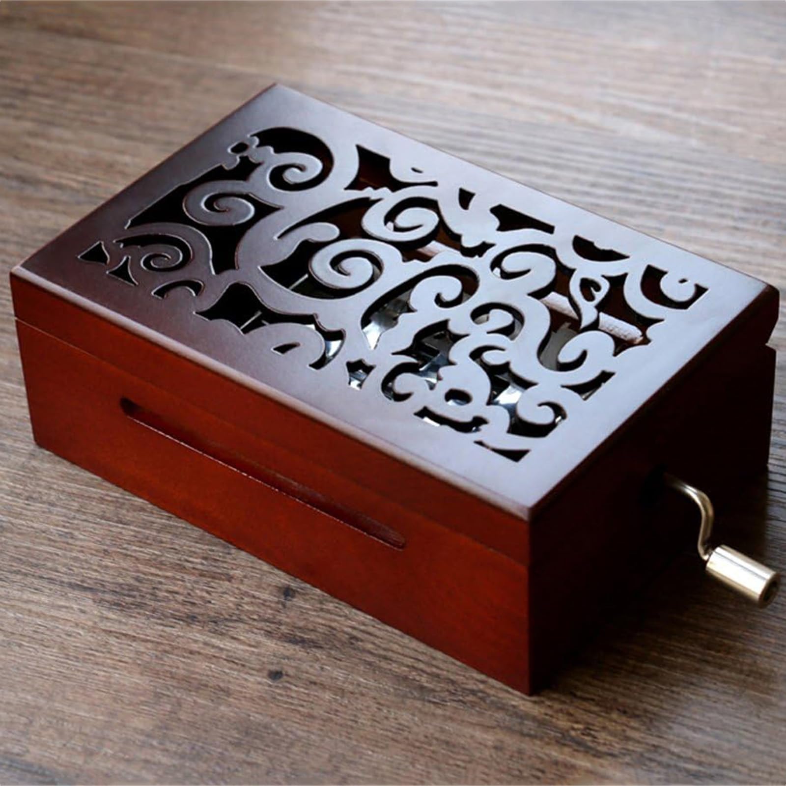 Caja Musical Vintage De 30 Notas con Mecanismo De Madera Tallada. Creativa Caja Musical De Manivela, con 15 Cintas De Papel Y Partituras En Blanco. Regalos para Cumpleaños, Navidad