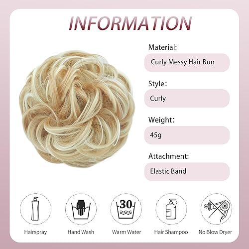 Miniatura 3 de Extensiones de cabello sintético ondulado y desordenado para mujer, extensiones de moño rizado y desordenado para mujer, extensiones de cola de