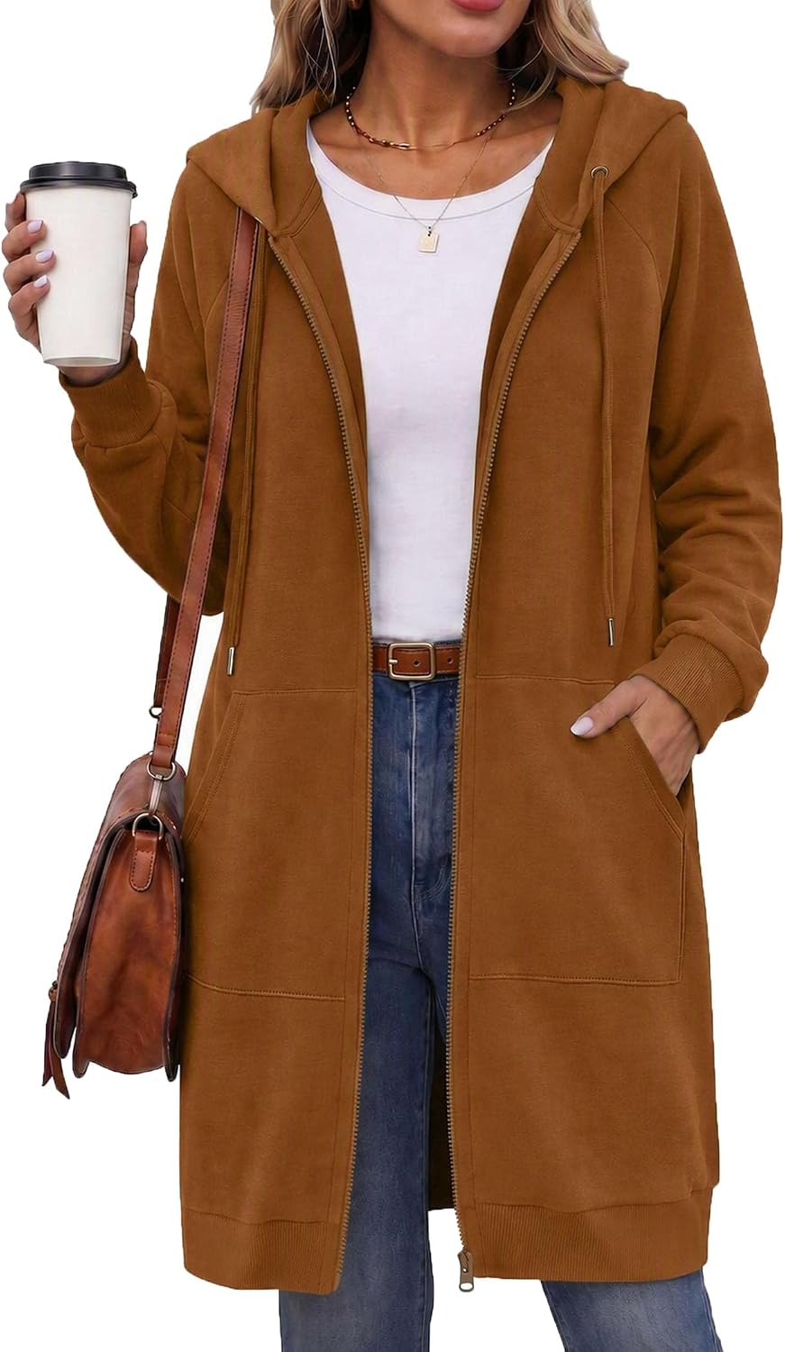 HOTOUCH Women's Zip Up Hoodies Oversized Fleece Long Tunic Sweatshirt 2026
