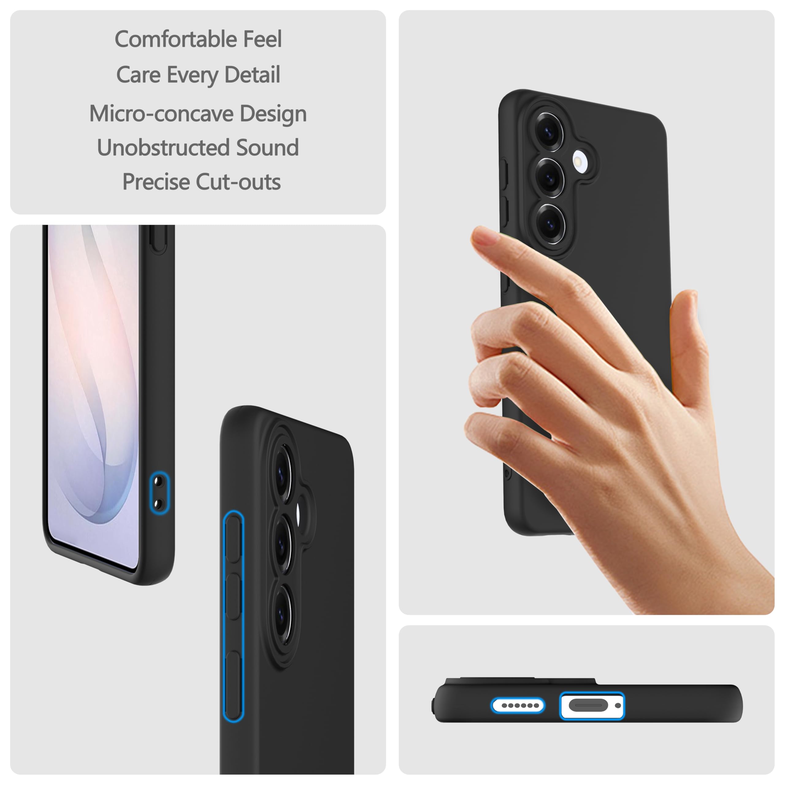 Etui WFTE kompatybilne z Samsung Galaxy S26 5G, z 2 szkłami hartowane premium, miękka silikonowa obudowa ochronna, odporna na zarysowania, miękka, odporna na kurz obudowa na telefon dla Samsung S26