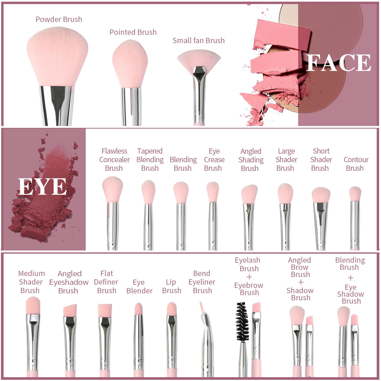 Makeup Brushes MAANGE 30 Pcs Professional Makeup Brush Set for Foundation Blending Powder Blush Concealers Eyeshadow - Image 3