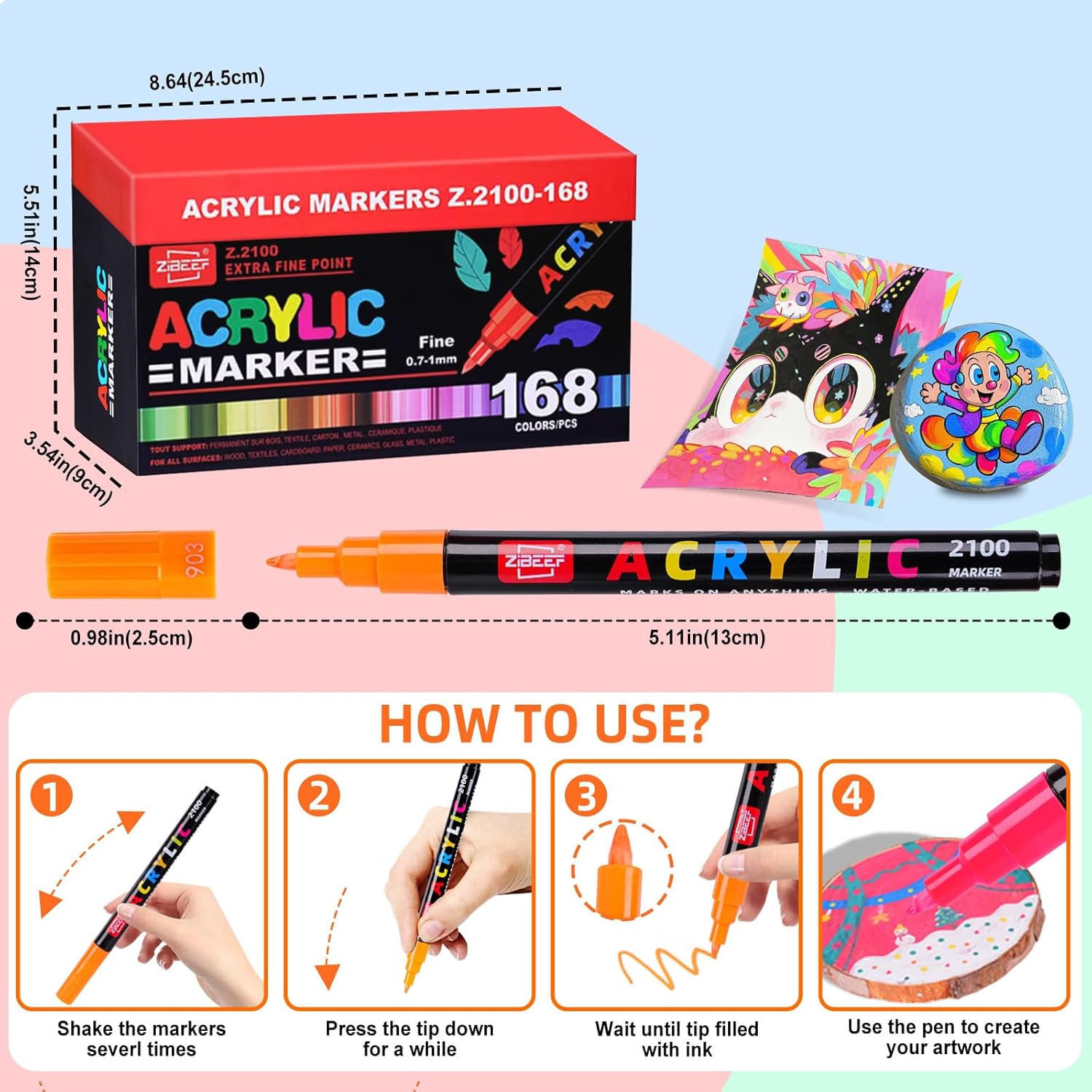 168 Colors Acrylic Paint Markers and ACRYLIAC PAINT PENS for Rock, Wood, Fabric, Glass, Canvas – Paint Marker and paint pens, acrylic Markers for Coloring Books & DIY Crafts