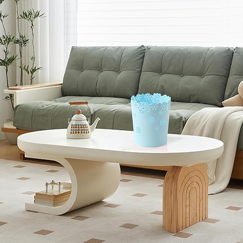 Miniatura 6 de YEMIANJU Papelera de almacenamiento de escritorio, papelera hueca con forma de flor de plástico sin tapa, cestas de basura (azul)