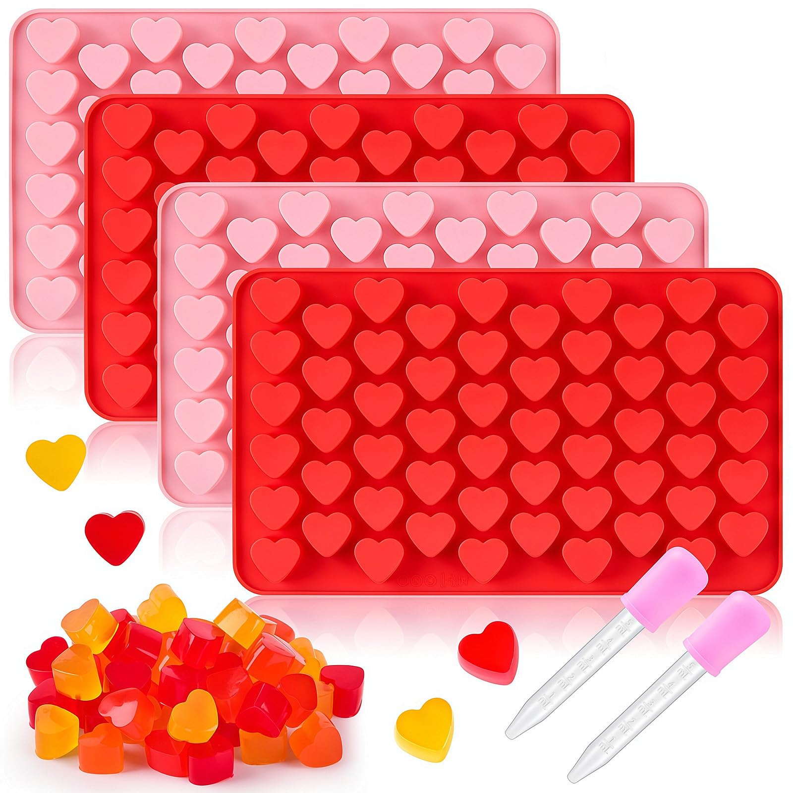 JOERSH Heart Candy Molds, 220 Cavities, 4Pcs