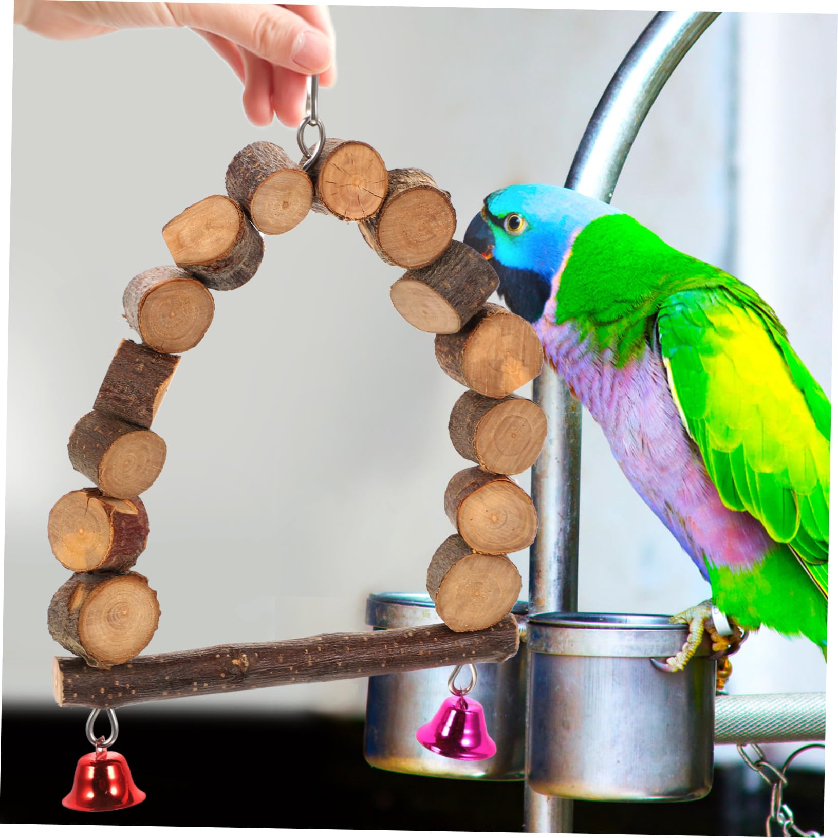 WOONEKY Vogelspielzeug Set Aus Apfelholz Für Papageien Und Wellensittiche Teiliges Kauspielzeug Mit Bunten Perchen Und Haken Für Vogelkäfige Fördert Das Kauen Aktivität