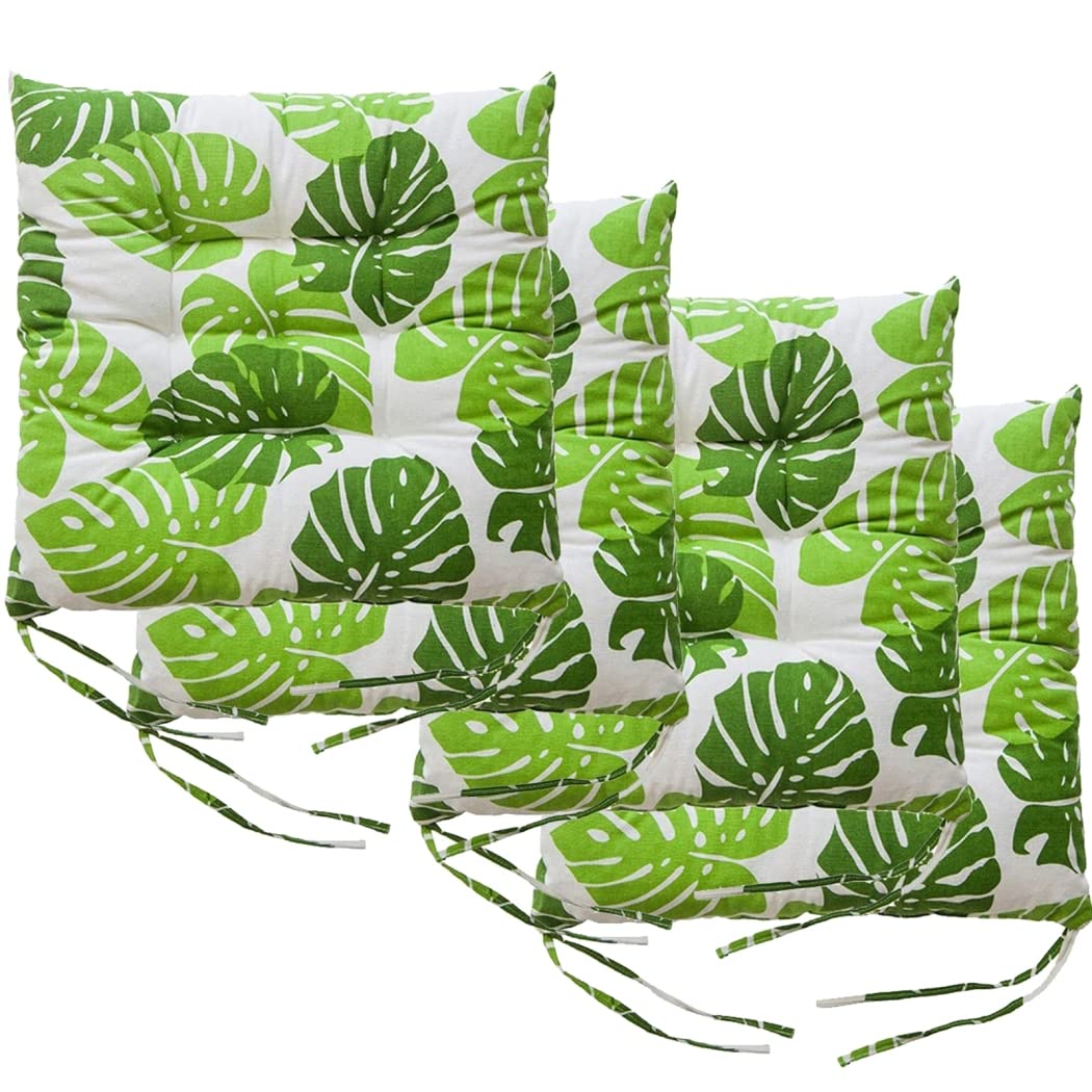YOUNGC Lot de 4 Coussins de Chaise de Jardin carrés, Coussins de siège antidérapants Ultra épais, Coussins de Chaise Respirants pour chaises de Bureau, Cuisine, F, 17,7 x 17,7 po