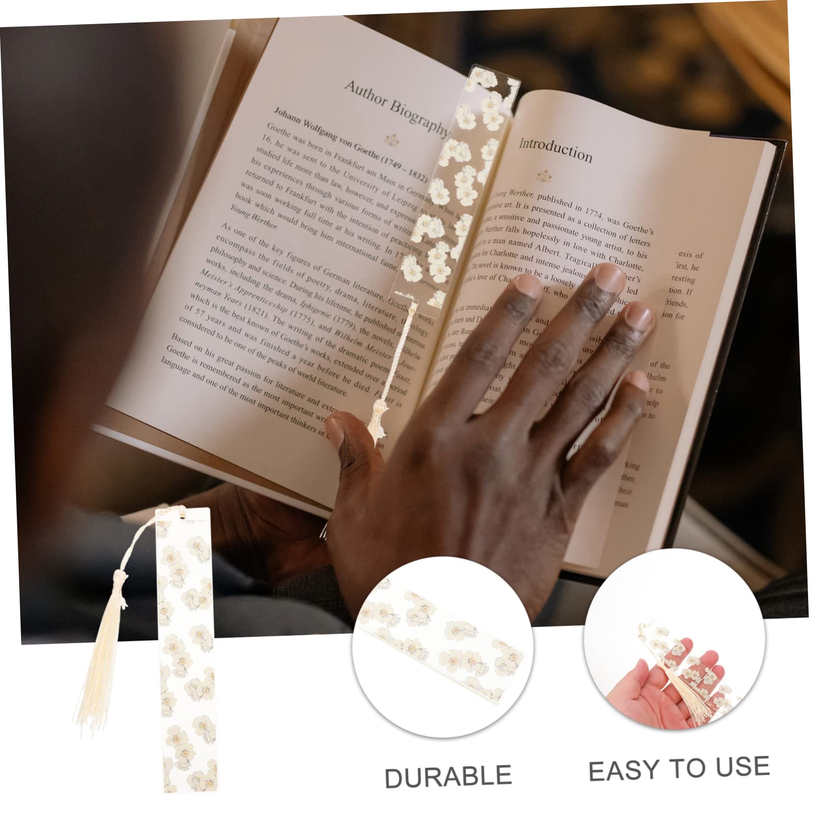 Operitacx 5pezzi Segnalibro Epossidica Con Fiori Secchi Accessorio Decorativo Per Lettura e Artigianato Con Nappa Inclusa Per Studenti e Amanti Dei Libri