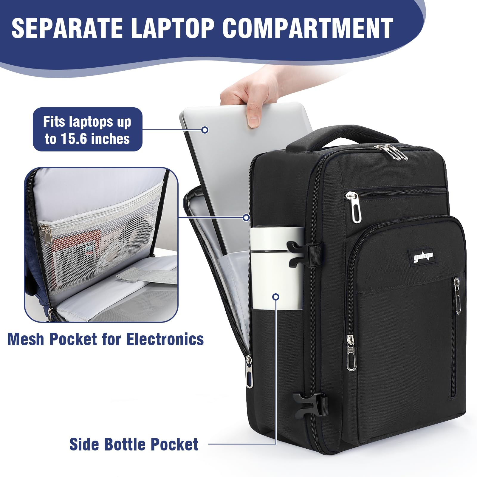 YOKGO Zaino Ryanair 40x20x25, Zaino da viaggio,Bagaglio a Mano 40x20x25 Ryanair, Zaino da Viaggio Aereo Bagaglio a Mano, Zaino Scuola, Zaino Porta PC 15,6”Zaini Zaino Aereo Sotto il Sedile Donna Uomo